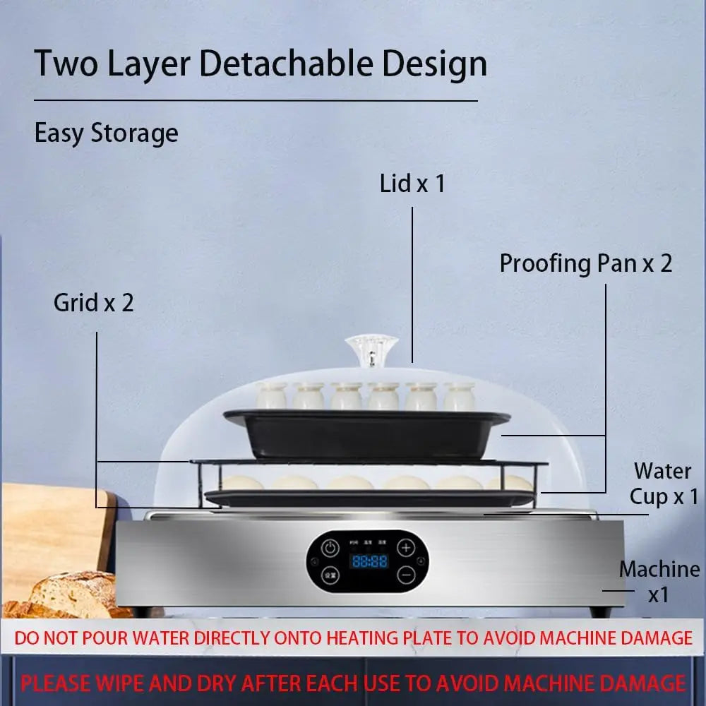 Electric Bread Dough Proofer Machine with Humidity and Temperature control Sourdough Bread Proofer Box Yogurt Maker Proofing