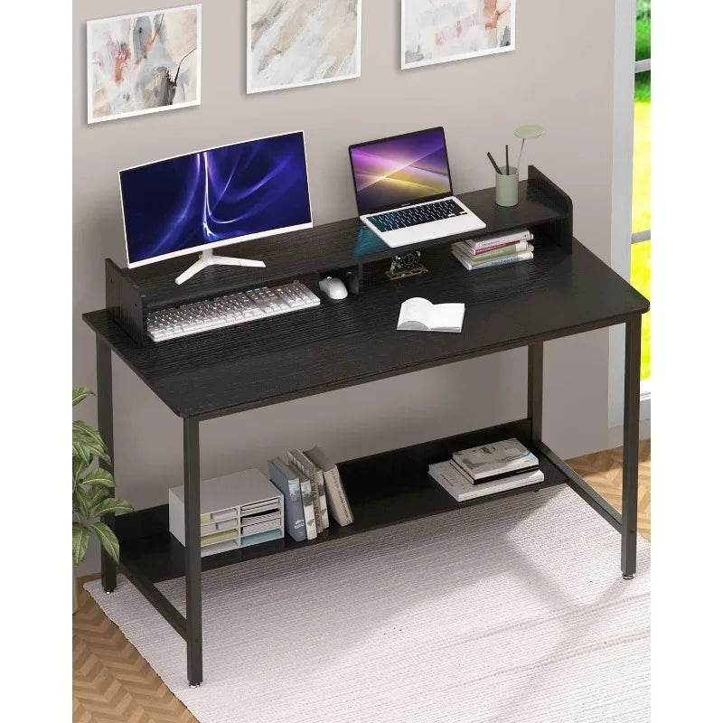 Computer Desk with Shelves, 32 Inch Gaming Writing Desk, Study PC Table Workstation with Storage for Home Office - MarvelouStoree