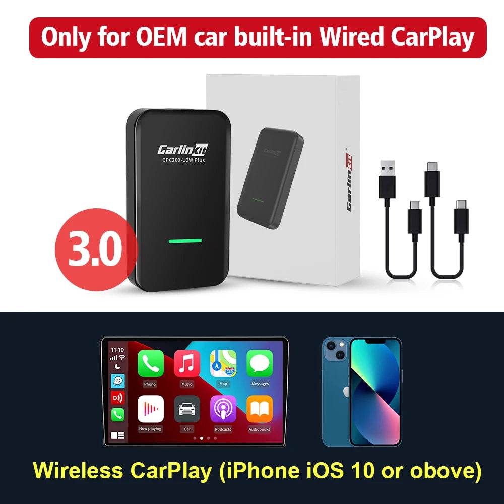 CarlinKit 4.0 Wireless Android Auto Adapter 3.0 Wireless CarPlay Ai Box USB Dongle For Audi VW Benz Kia Honda Toyota Ford Mazda - MarvelouStoree