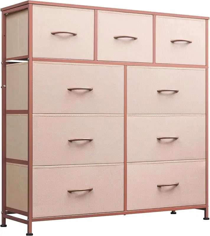 9-Drawer Dresser, Fabric Storage Tower for Bedroom, Hallway, Closet, Tall Chest Organizer Unit for Bedroom with Fabric Bins