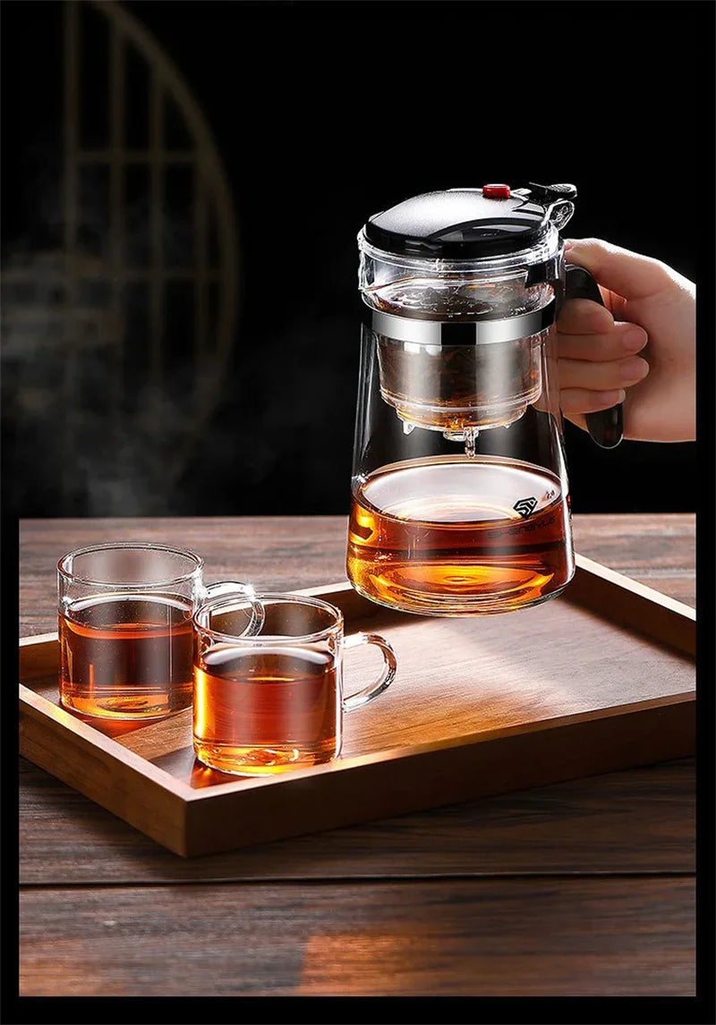 Chinese Style Kung Fu Teapot Heat Resistant Glass Teapot with Tea Water Separation Filter Home Coffee Pot Home Teaware Set