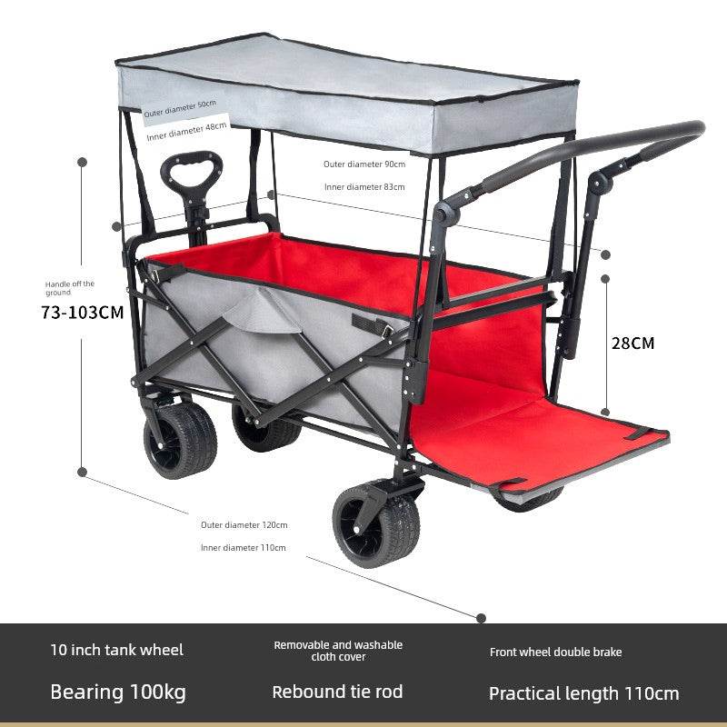 Foldable Four-Wheel Stall Kids Long Outdoor Camp Car - MarvelouStoree