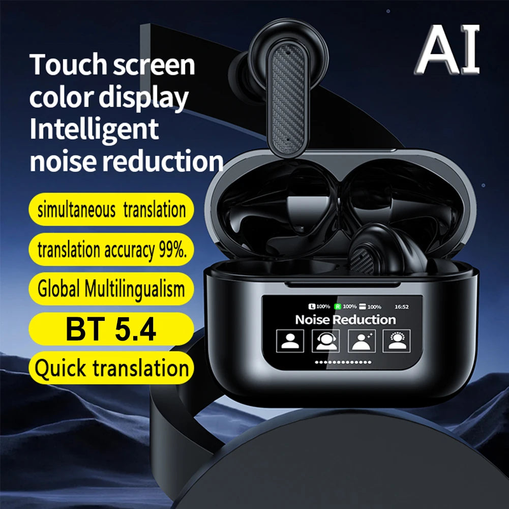 Wireless BT5.4 Real Time Translator Earbuds ANC Noise Cancelling 144 Languages Instant Quick Translated Translation Accuracy 99%