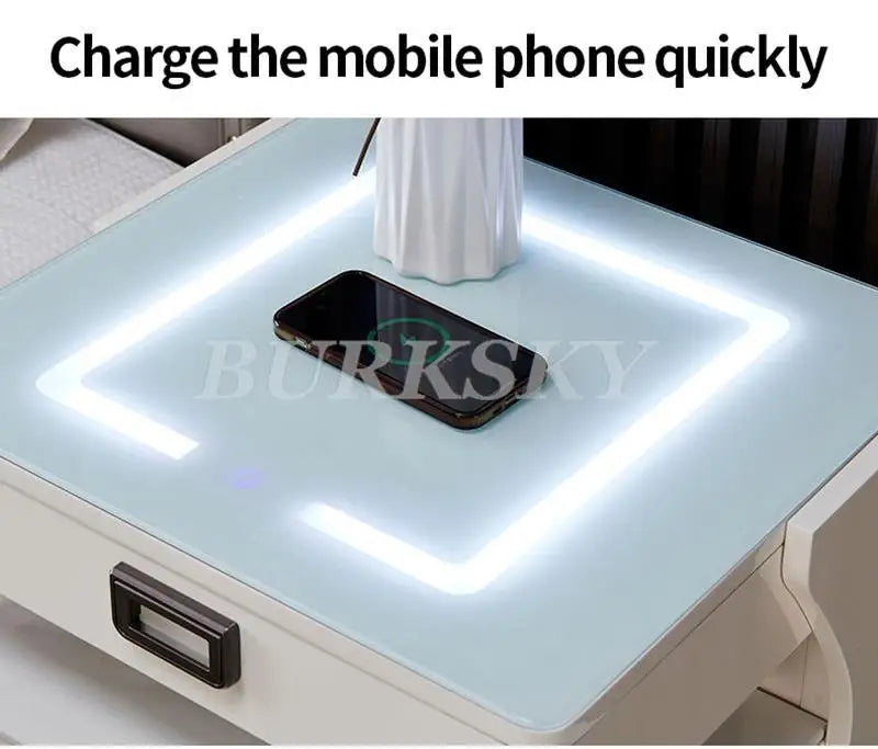 Bedside Table For Living Room Smart Ctorage Cabinet Modern Furniture Bed Side Safe For The Bedroom With Wireless Charging