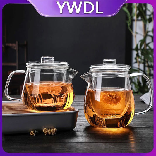 480/650ml Heat-Resistant Teapot With Glass Tea Strainer Infuser Flower Kettle Kung Fu Teawear Set Puer Oolong Pot Teaware