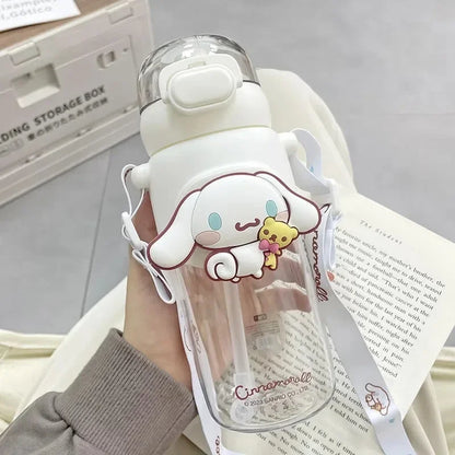 MINISO 600ml Sanrio Kuromi My Melody Water Bottle High Quality Outdoor Sports Cold Juice Plastic Water Cup Kawaii Drinkware Kids