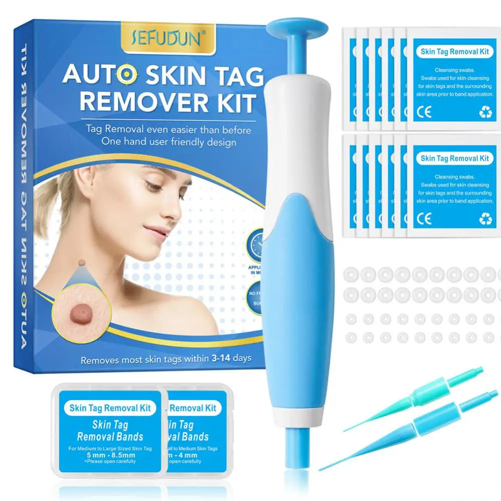 2 In1 Painless Auto Skin Tag Mole Removal Kit Cleaning Tools Face Skin Care Body Dot Treatments Remover Beauty Health