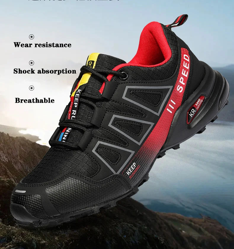 2024 New Men Hiking Shoes Outdoor Trail Running Shoes Mesh Breathable Hiking Training Shoes Large Size 39-47 Casual Sports Shoes