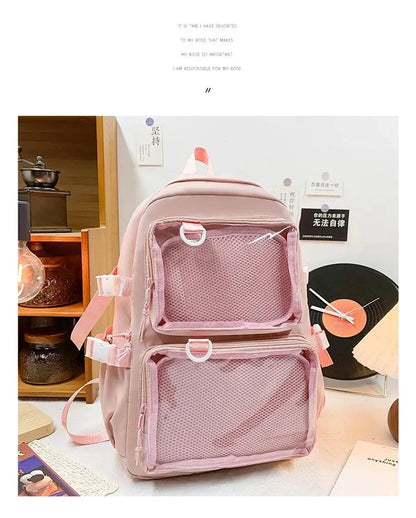 Japanese Kawaii Itabag Women New 2024 Transparent Backpack Women Large Capacity Ita Backpack School Bags For College Student JK