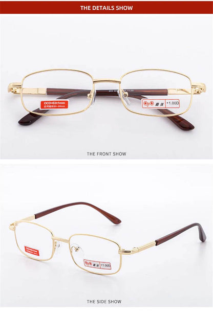 Classic Metal Square Reading Presbyopia Glasses Frame Women Men Retro Glass Lens Far Sight Eyewear With Diopters 0 To +6.0 - MarvelouStoree