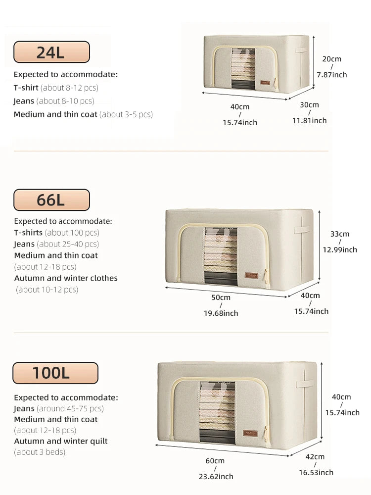 Cloth Storage Box, Fabric Clothing, Moving and Organizing Box, Folding Wardrobe, Dormitory Storage Basket, Household Use