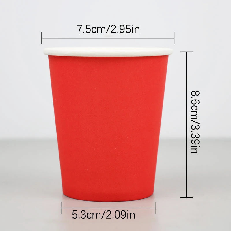 10PCS 9oz 250ml Solid Thick Paper Cup Disposable Cup Wedding Birthday Party Holiday Disposable Tableware