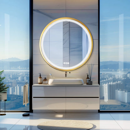 Wisfor 28x36 LED Lighted Bathroom Mirror with Bluetooth Speaker Smart Wall Vanity Mirror Anti-Fog Dimming 3 Lights