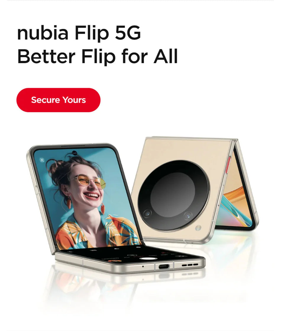 Nubia Flip 5G Global Version Foldable Design Smartphone Android 6.9" 120Hz OLED Folded Screen 50MP AI Dual Camera 33W Charging