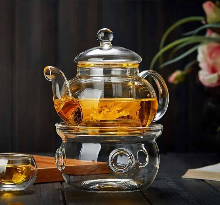 High Quality Heat Resistant Glass Teapot Jasmine Tea Infuser Borosilicate Glass Tea Set Kettle Practical Bottle Flower Tea Pot