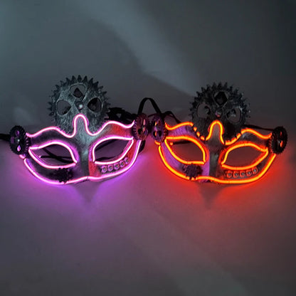 Halloween Christmas Glowing Party Supplies Cyberpunk Style  Fox Face Mask LED Luminous Mask In Carnival Party