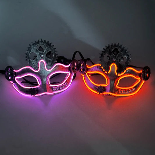 Halloween Christmas Glowing Party Supplies Cyberpunk Style  Fox Face Mask LED Luminous Mask In Carnival Party