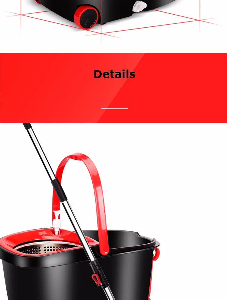 Rotating Mop and Bucket Thickened Bucket Body Stainless Steel Basket With Roller Can Be Gragged Household Things for the home