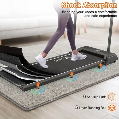 Walking Pad with Handle Bar Foldable Treadmill Under Desk Treadmill 6.2 MPH Running Pad with Remote Control and LED Display