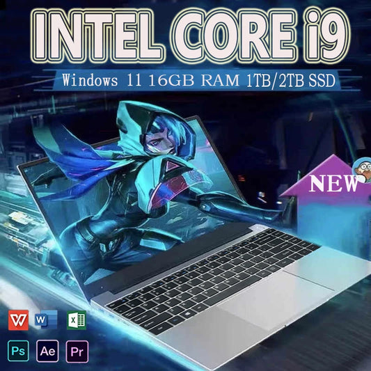 Windows 11 14.1 Inch i9 Gaming Laptop Computer PC Gamer 16GB RAM 1TB 2TB SSD Notebook Intel Core i9 8950HK Office Study Computer