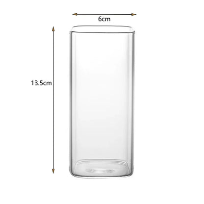 Square Coffee Glass Cup With Lid and Straw Transparent glasses Milk Tea Juice Cups ice Mug For Drinkware