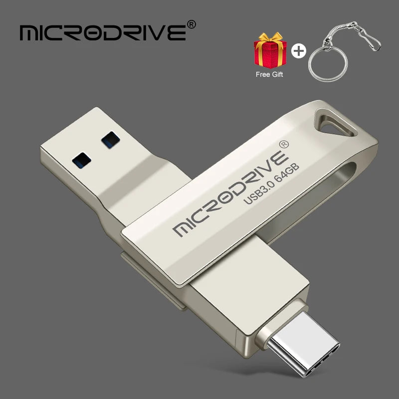 2 in 1 Usb 3.0 OTG USB-C Flash Pen Drive Metal Memory Stick flash Disk 64GB 128GB 256G USB3.0 Dual C Pendrive