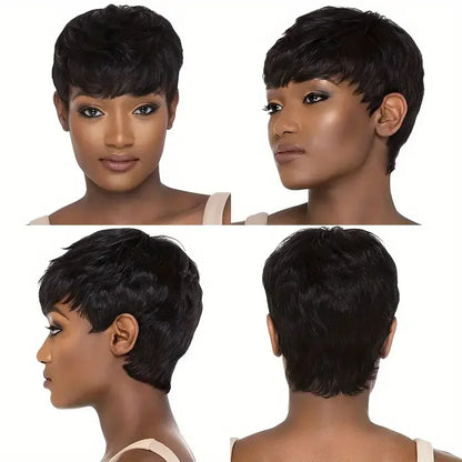 Short Bob Straight Human Hair Wigs Natural Color Brazilian Remy Hair Pixie Cut Wig Cheap Human Hair Wig For Black Women Misney