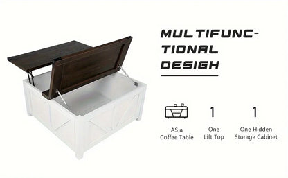 Lift Top Coffee Table with Storage, Wood Square Center Table with Charging Station&USB Ports,Living Room Central Table