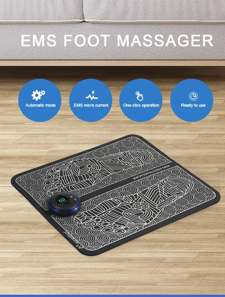 Foot Massager EMS Rechargeable Massage Mat Foot Relaxation Pads Electric Foot Massage Tool To Home Fitness Leg Muscle Massager