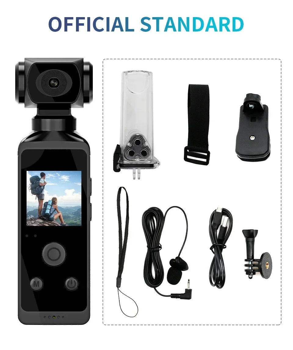 4K Ultra HD Pocket Action Camera 270° Rotatable Vlog Wifi Mini Sports Cam Waterproof Case Helmet Travel Bicycle Driver Recorder