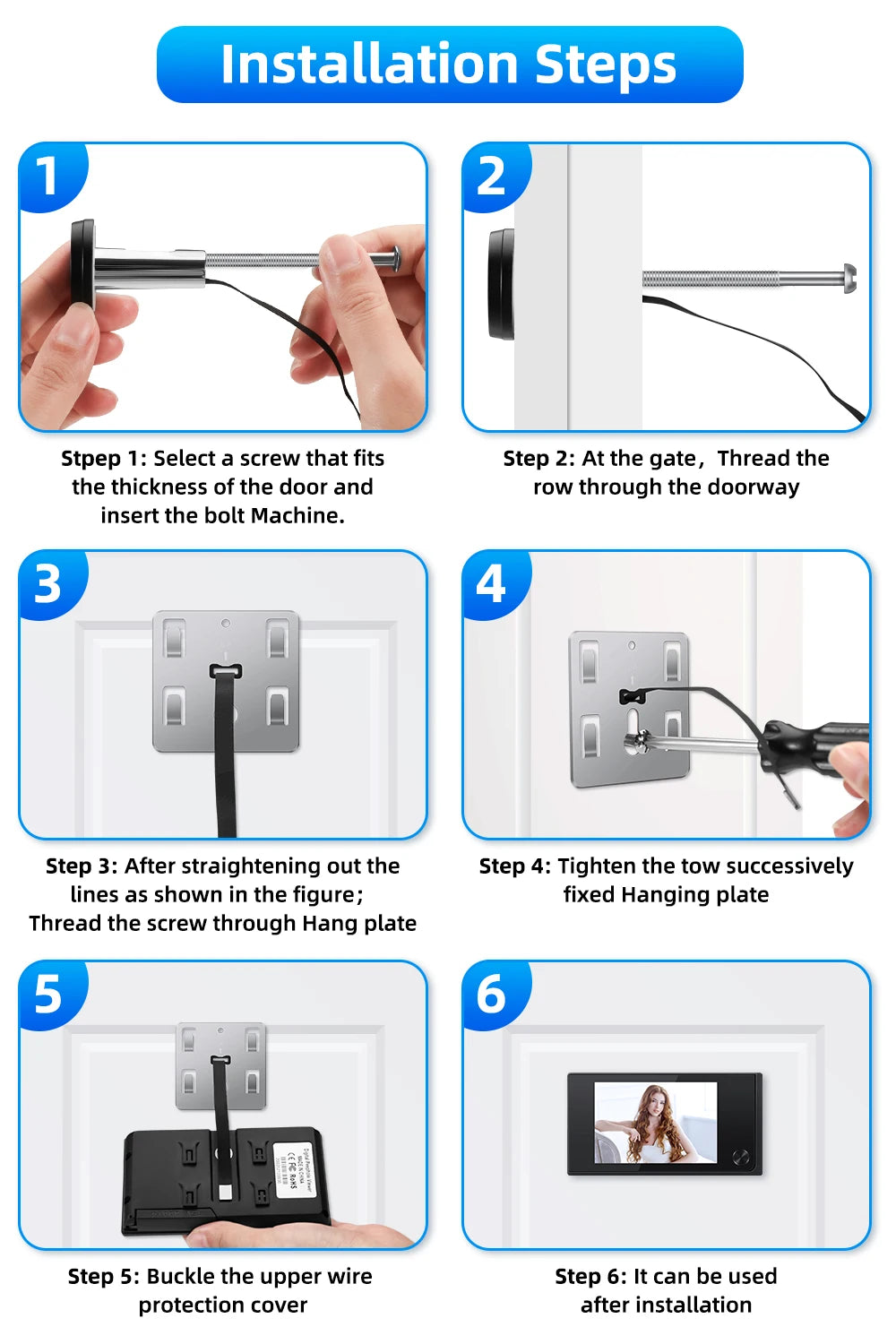 Wsdcam 3.5 inch Camera Peephole Doorbell 120 Degree Door viewer Wireless Doorbell Smart Home Door Camera with Monitor Mirilla