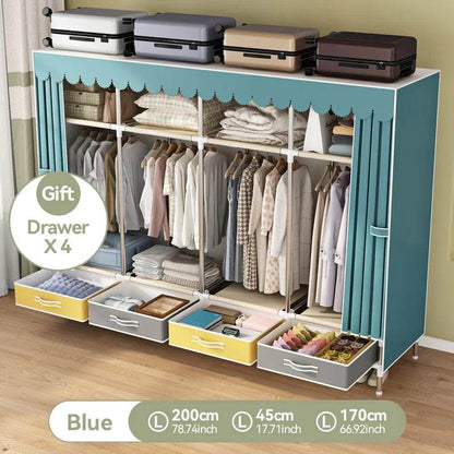 Simple wardrobe, sturdy and durable fabric cabinet, home bedroom assembly, rental room storage cabinet, wardrobe rack - MarvelouStoree