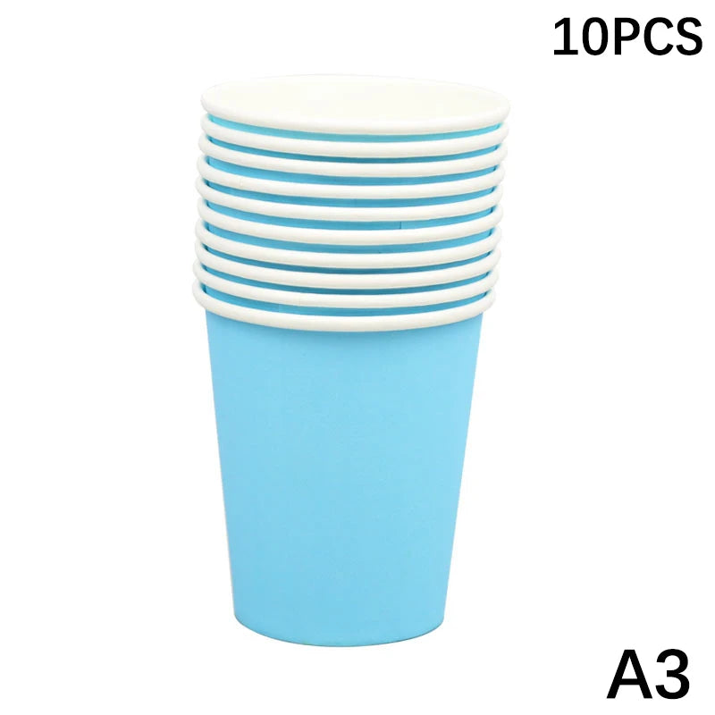 10PCS 9oz 250ml Solid Thick Paper Cup Disposable Cup Wedding Birthday Party Holiday Disposable Tableware