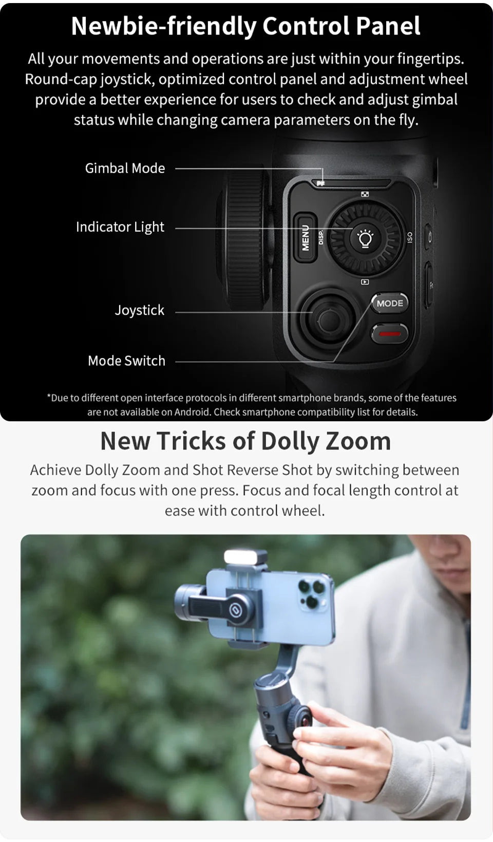 ZHIYUN Smooth 5 Gimbal Phone Handheld Stabilizer 3-Axis Portable Smartphone for iPhone 15 / Huawei / Xiaomi