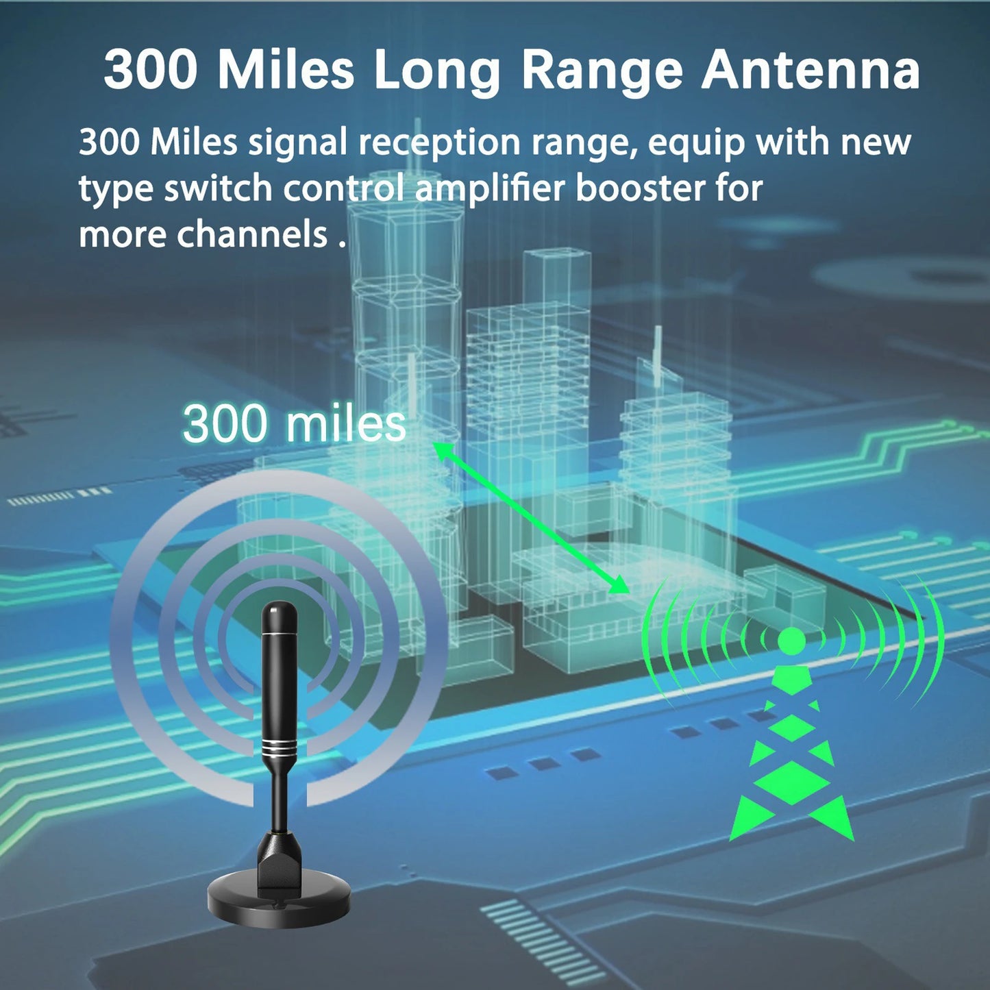 Digital Tv Antenna Hdtv With Amplifier 3600 Mile Range Indoor Outdoor Amplified Antenna With Magnetic Base