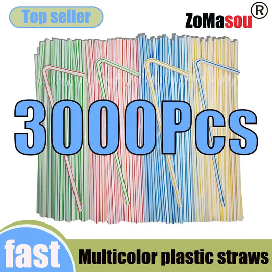 100-1000Pcs Flexible Kunststof Straws For Juice Cocktail Drinking Straws Multi Colored Kitchen Party Pajitas Plastique Straw