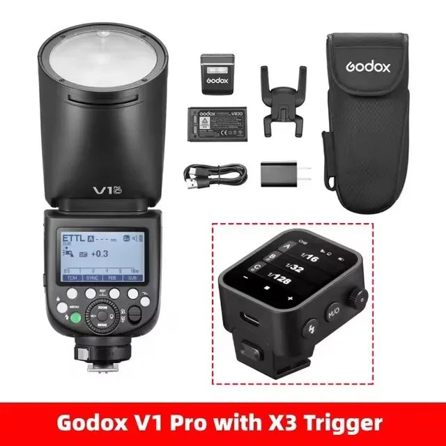 in stock Godox V1 Pro V1Pro for Canon Nikon Sony Fuji Olympus TTL Wireless Transmission Speedlite Li-ion Round Head Camera Flash