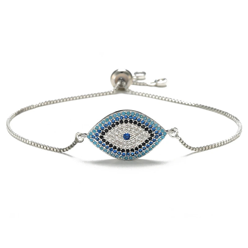 Mafisar 2024 Trendy Turkish Gold Color Evil Eye Bracelet Adjustable AAA CZ Pave Setting Female Luckry Party Jewelry Gift