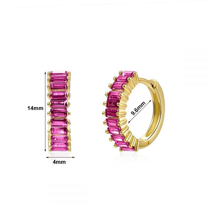 KEYOUNUO Gold Filled Stud Earrings Set For Women Ear Cuffs Colorful Zircon Dangle Hoop Earrings Fashion Party Jewelry Wholesale