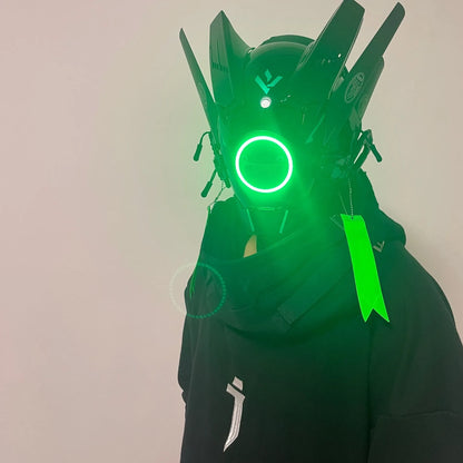 Cyberpunk Mask Cosplay Mask Personalized Face Mask Cosplay - Luminous Mask - Led Mask - Samurai Helmet