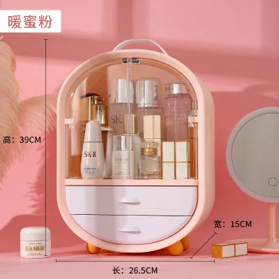 New Desktop Dustproof Organizer Storage Waterproof Fashion Skin Big Cosmetic Care Capacity Beauty Drawer Storage Box Makeup Bath