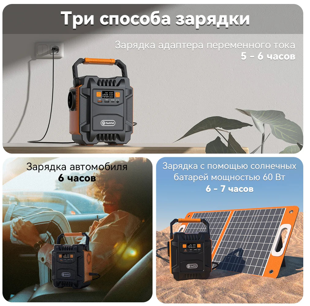 Flashfish Portable Power Station 200W 172Wh Solar Generator 48000mAh EU Socket Emergency Energy Power Supply For Outdoor Camping