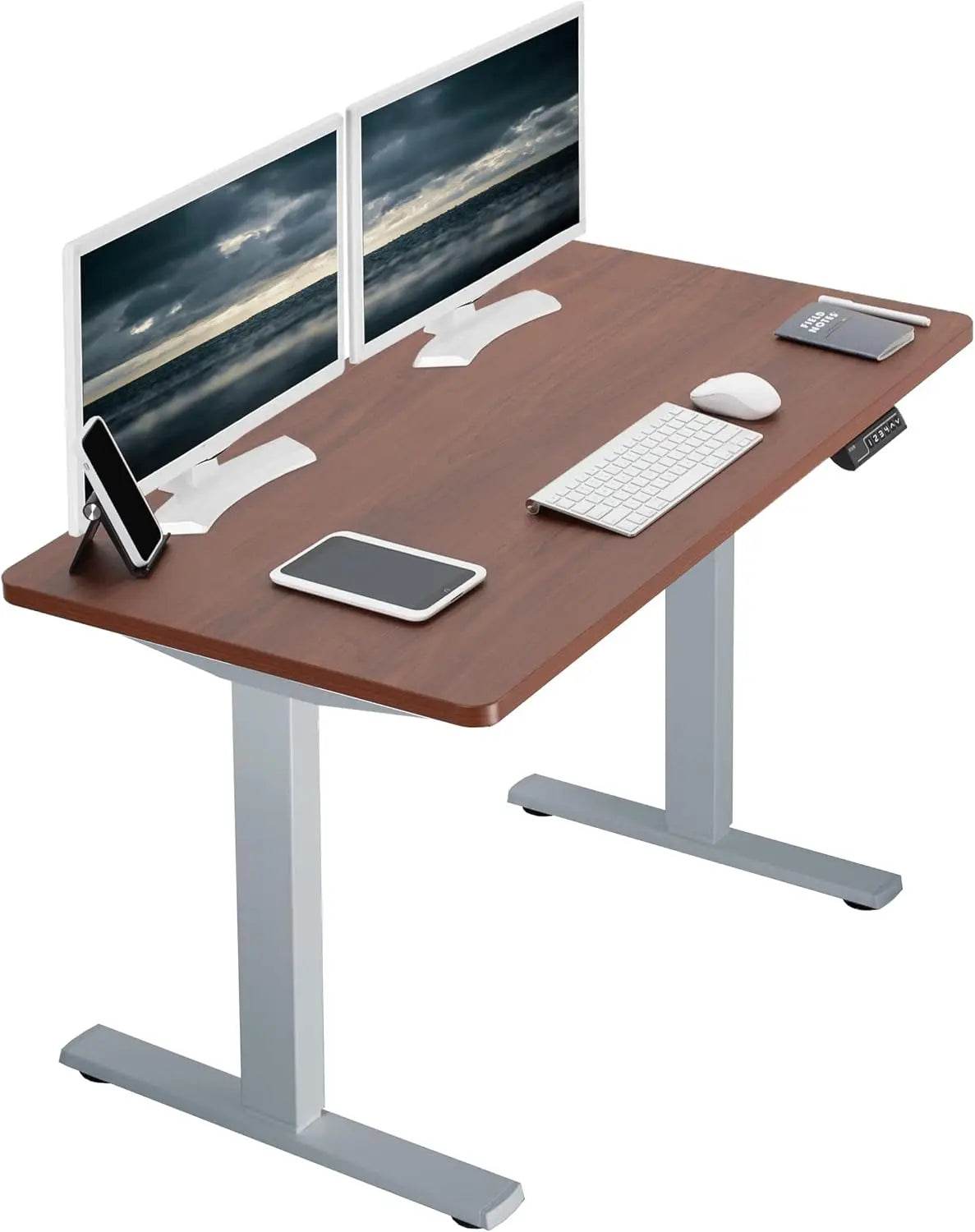 Electric Rustic Standing Desk Workstation, Memory Controller Height Adjustment Particle Board, Steel Computer Standing Desk - MarvelouStoree