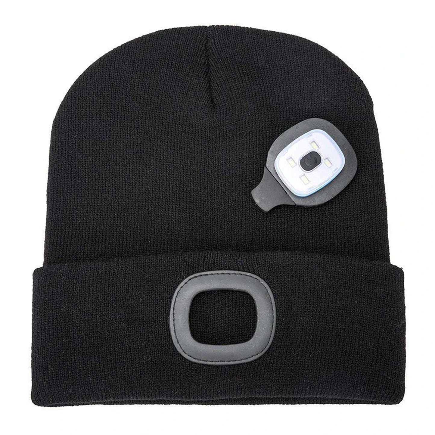 LED Beanie Hat with Light,USB Rechargeable Hands Free 4 LED Knitted Headlamp Cap