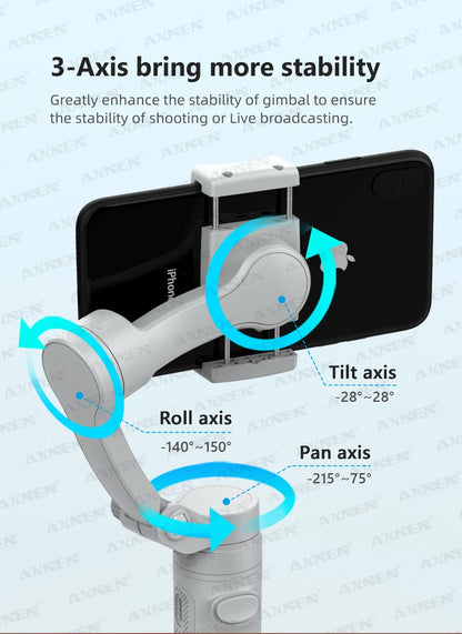 Handheld 3-Axis Gimbal Stabilizer for Smartphone Cellphone, Video Record Vlog Stabilizer for iPhone Xiaomi Huawei Samsung Mobile