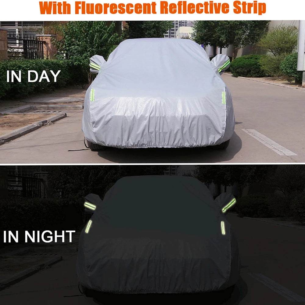 S-XXL Car Cover Sedan Full Covers with Reflective Strip Sunscreen Protection Dustproof&Waterproof UV Scratch-Resistant Universal - MarvelouStoree