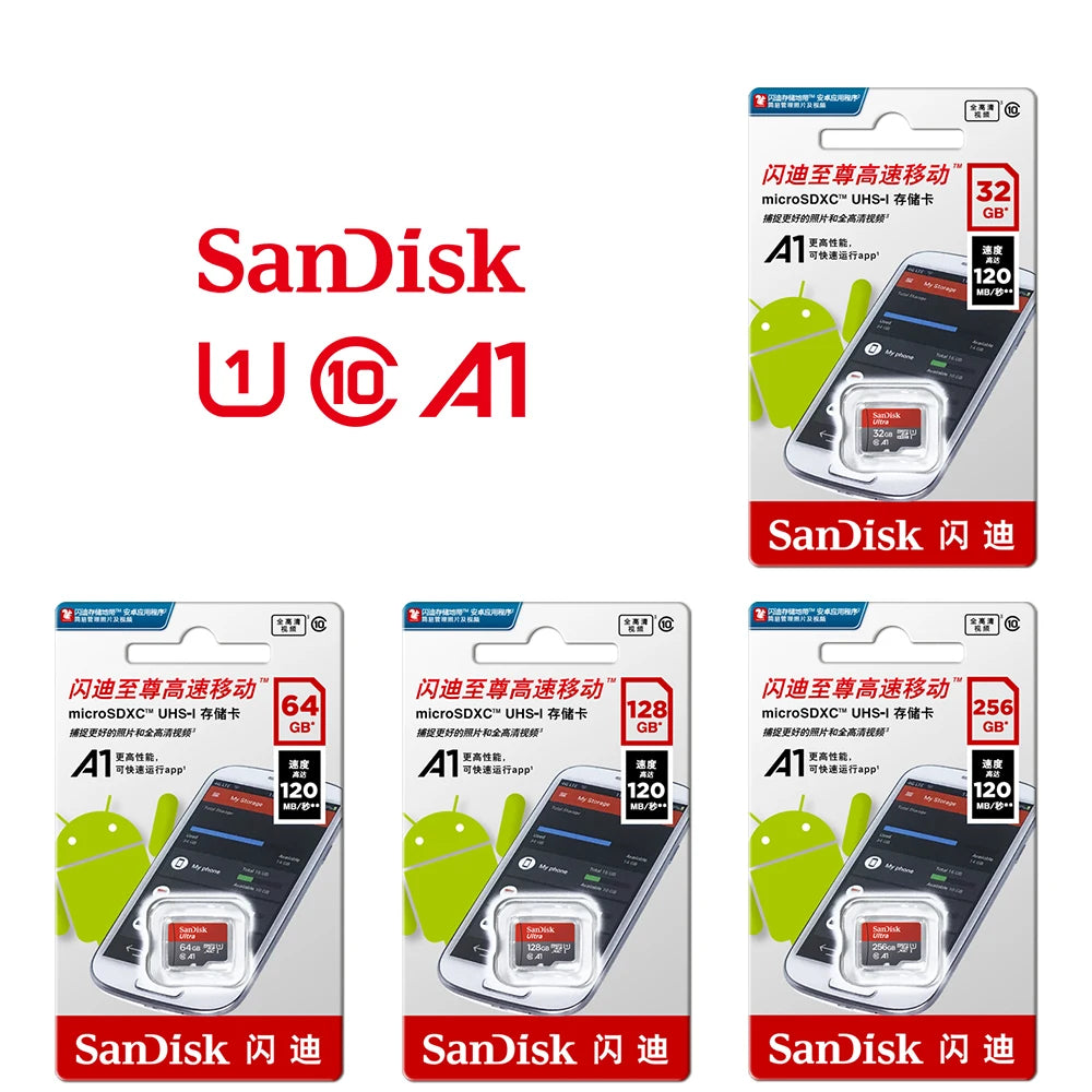 SanDisk Micro tf Card 128GB 64GB 32GB Up to 98MB/s Memory Card Class 10 Flash Card A1 TF Card memory card for smartphone