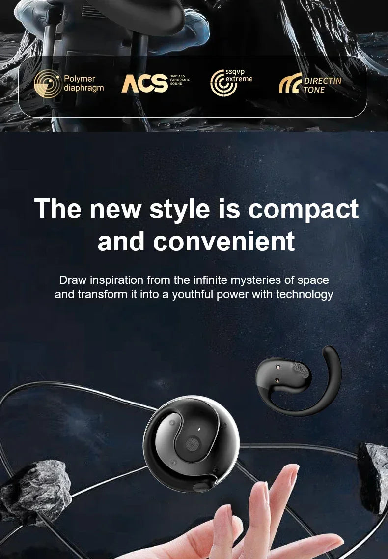 OWS Wireless Headphones Bluetooth Headset with Mics HiFi Stereo Sound Earphones Smart Touch Sports Waterproof Earbuds for phone