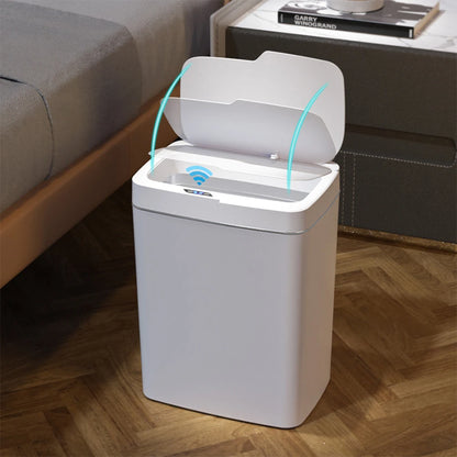 15/18L Automatic Trash Bin Quiet Intelligent Touchless Trash Can Rechargeable Auto Motion Sensor Rubbish Can for Bathroom Toilet