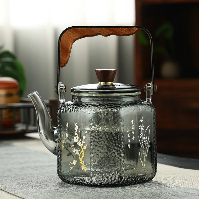 Steamable Teapot Household Glass Tea Maker High Temperature Resistant Steaming and Boiling Dual-purpose Teapot